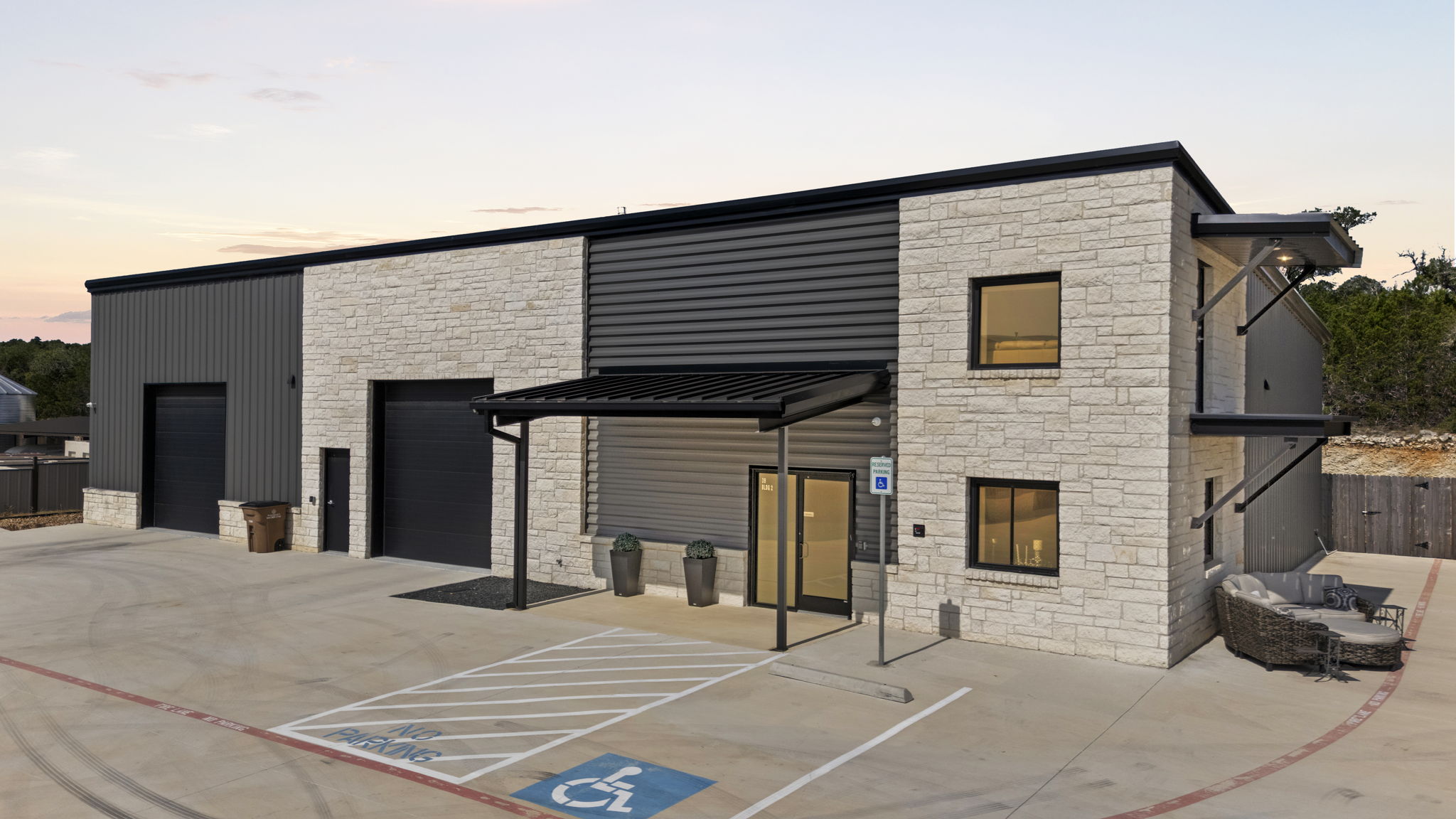 Luxury automotive compound exterior, Boerne Texas Hill Country